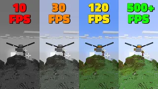 Minecraft Flying at Different Fps | 10 Fps vs 500 Fps 😲 (World's Smallest Violin) #minecraft
