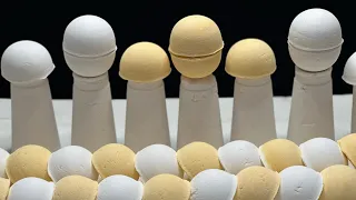 Dry Baking Soda so many Yellow & White Ball ASMR