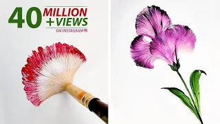 One Stroke Flower Painting Tutorial for Beginners | Acrylic Flower Painting | Magico Art