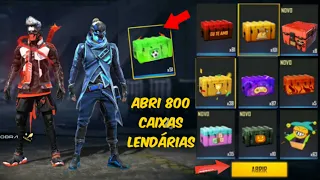 🔴ABRINDO 800 CAIXAS RARAS E PACOTES NO FREE FIRE CAIXAS TOP!🔴