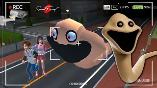 Yuta Mio PANIC CCTV recording ANOMALY BIG WORM SCARY while back Home | Sakura School Simulator