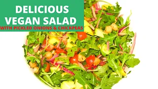 DELICIOUS VEGAN SALAD - with Pickled Onion Chickpeas and Tomato