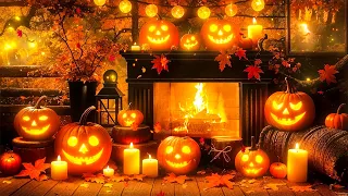 🎃 Halloween Fireplace with Instrumental Halloween Music Ambience 🔥Scary Halloween Background Music