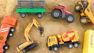 Find and rescue excavator trucks and cement trucks - Collection of videos about toy cars
