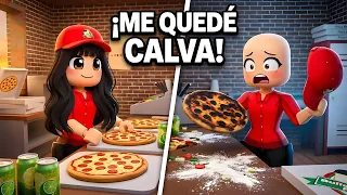 ¡TRABAJANDO en una Pizzería en ROBLOX! 🍕 (Me quedé calva literal y mis compañeros no hacían NADA)