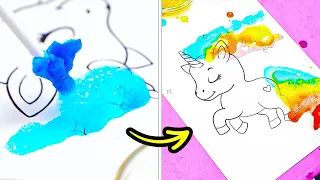 🦄 Let's Make Rainbow Unicorn Art 😍 With Colorful Bubbles! 🫧