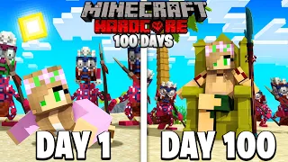 I Survived 100 DAYS on a DESERTED ISLAND in Minecraft .. Here's What Happened