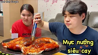 Vlog 400| Ăn MỰC NHỒI NẤM KIM CHÂM sốt cay ngon xuất sắc