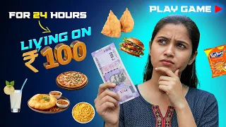 Living On Rs.100 For 24 Hours Challenge | Quizy Melon Challenge