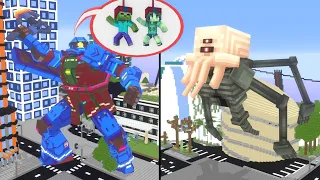 Pacific Rim ( Battle Robots and Monsters ) Part 2 - Minecraft Animation