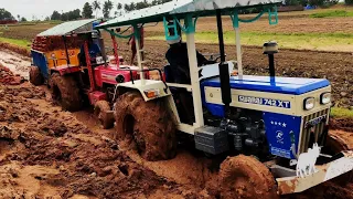 tractor tyre stuck in heavy mud | Mahindra tractor tyre| Massey Ferguson| Swaraj 744