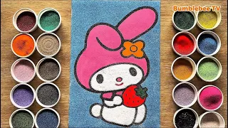 Draw, coloring sanrio kuromi with sand colors and Flocking powder/art/satisfying/asrm/bumblebee tv