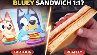 I recreated Bluey’s sandwich in real life — butter + jam + cheese— to match it 1:1 from the cartoon.