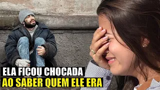 Esta garçonete fica chocada quando descobre quem é na verdade o mendigo que ela está alimentando