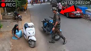 Witness the Assistance: Army Person Helps Girl with Roadside Bike Issue