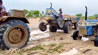 Swaraj tractors working in mud with loaded trolley | tractor |