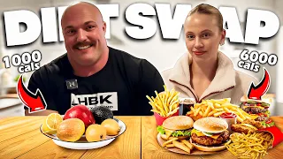 WORLDS STRONGEST MAN swaps DIETS with a 120lbs PAGEANT QUEEN