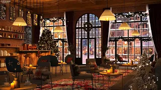 Christmas Music in the Coffee Shop Ambience | Smooth Christmas Jazz Music and Snowfall