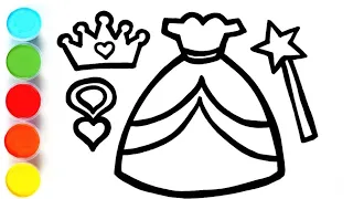 Princess Dress Set Drawing, Painting, Coloring for Kids & Toddlers | Watercolor Paint