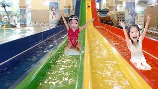 워터 파크 놀러갔어요 ~~ 서은이와 유준이의 웅진플레이도시 워터슬라이드 물총싸움 놀이 Water Park