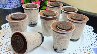 أكواب موس الأوريو ألذ وأسرع حلو😋 بدون بيض ولا فرن اقتصادي والطعم وهم في 10 دقائق بس 👌