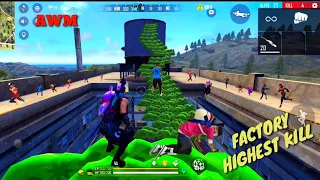 FREE FIRE HIGHEST KILL ON FACTORY AWM - FF FIST FIGHT ON FACTORY ROOF - PRO PLAYER  GARENA FREE FIRE