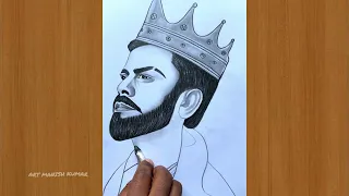 King👑Virat kohli Drawing, How To Draw Virat kohli pencil sketch, विराट कोहली का चित्र कैसे बनाएं