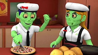 Fünf Zombies kochten auf einer Party 🍽️🧟| Halloween-Lieder für Kinder | HooplaKidz Deutsch