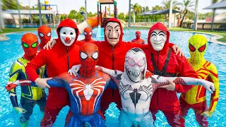 Siêu Nhân Nhện Tiêu Diệt Tên Cướp Tại Hồ Bơi Giải Cứu Con Tin || Spider-Man Family