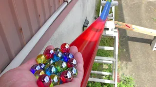 Marble Run Race ☆ Rain Gutter & Wooden Colorful Course No3