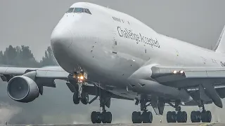 BOEING 747 DISAPPEARS in THICK CLOUDS after Departure - B747 Long Takeoff Run (4K)