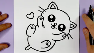 How to Draw Cute Baby Kitten EASY - HAPPY DRAWINGS