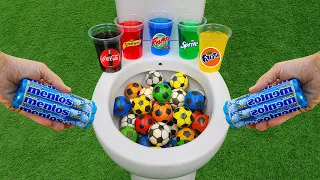 Football VS Popular Sodas !!! Fruko, Coca Cola, Fanta, Schweppes, Sprite and Mentos in the toilet