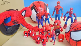 Various Size of Spiderman go into the Hole in Cardboard Box #3