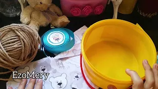 جيبي علبة جبن وتعالي نصنع اروع منظم لوازم الرضيع  بخيط الخيش  Diy jute storage box