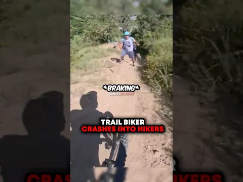 Trail Biker Crashes Into Hikers 😳