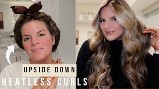 UPSIDE DOWN HEATLESS CURLS / NO HEAT / BOUNCY CURLS OVERNIGHT | Casey Holmes