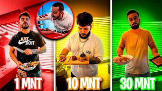 1 MIN VS 10 MIN VS 30 MIN !! ( QUEM FAZ A MELHOR COMIDA? )