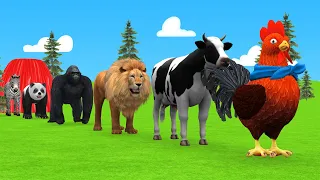 Paint Animals Duck,Tiger,Cow,Lion,Buffalo,Gorilla,Elephant,Dinosaur Fountain Crossing Animal Game Ne