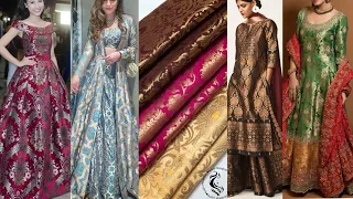 Jamawar Banarasi Brocade  fabric and Dress Designing Detailing 👍 Very attractive dulhan party Dress