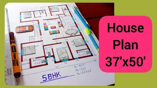 37 x 50 House plan | 5 BHK with furniture details | 2000 sq ft  modern Home design | Ghar ka naksha