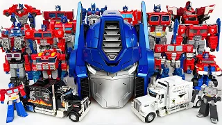 Transformers Movie Leader: OPTIMUS PRIME vs Devastator Combiner Wars - Robot Truck Car Toys Animated