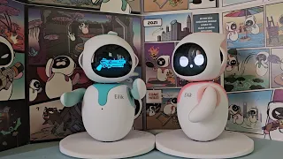Blue and Pink Eilik Robots Funny and Amusing Interactions with Gun