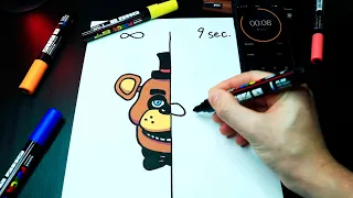 How to Draw FREDDY FAZBEAR 🐻 (FNAF)  ∞ vs 9sec