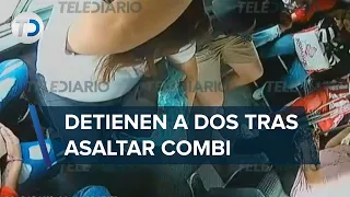 Detienen a dos sujetos por asalto a combi en antigua carretera México-Pachuca