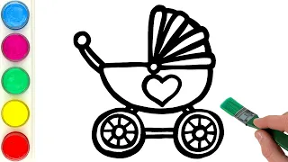 Bolalar uchun aravachaning rasmini chizing | Draw a picture of stroller for kids