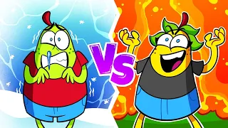 HOT VS COLD CHALLENGE WITH THE ROBOT | Pear Family