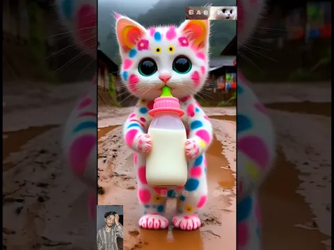 🥰 Beautiful Color Love Dots Cute Cat😍 Drinking Sound Baby Kitten crying 498 #cat#dudidudidam #shorts