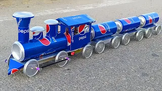 How to Make A Train with pepsi cans 🚂  Cars at Home - DIY Toy Train