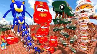 All Size Tiny To Giant Lightning Mcqueen Crabtanic Goo Goo Gaga Sonic in Maze EP 9